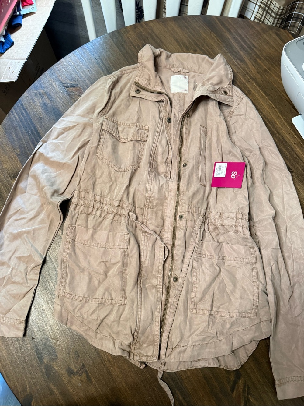 Women’s Lightweight Utility Jacket - Blush Pink/tan